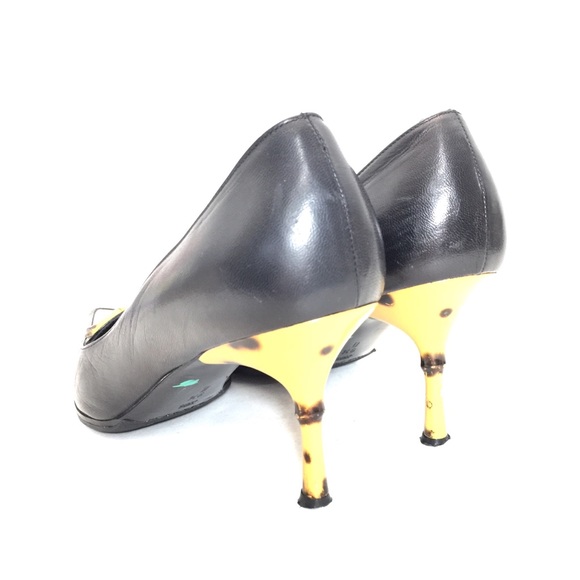 🌹Casadei Black Leather Pointed Toe Pumps w/ Bamboo🌹 - Picture 7 of 8